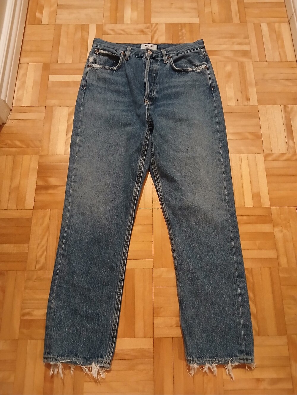 Agolde Washed Blue Straight Jeans.COTTONE !Size 26